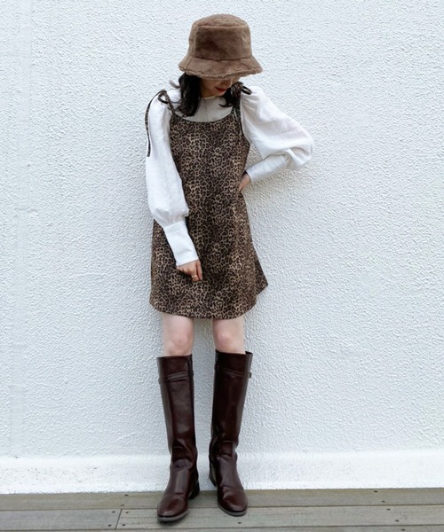 one after another NICE CLAUP（ワンアフターアナザーナイスクラップ）の「ブラウスセットキャミワンピース（ワンピース・レディース・ブラック系その他/レオパード/ブラウン・FREE）」の10枚目の写真