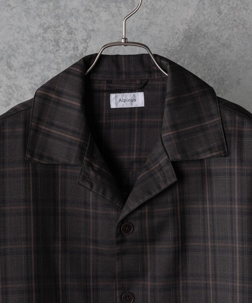 Alpinus（アルピナス）の「Alpinus - shadow check opencollar shirt/シャドーチェックオープンカラーシャツ（シャツ/ブラウス・メンズ・ブラック/ブラウン・SMALL/MEDIUM）」の3枚目の写真