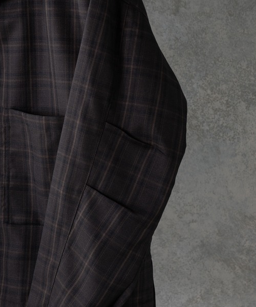 Alpinus（アルピナス）の「Alpinus - shadow check opencollar shirt/シャドーチェックオープンカラーシャツ（シャツ/ブラウス・メンズ・ブラック/ブラウン・SMALL/MEDIUM）」の9枚目の写真