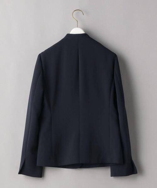 ビューティーアンドユース　ツイルカラーレスジャケット　ネイビー　ゆったり　美品 ビューティーアンドユース ツイルカラーレスジャケット ネイビー