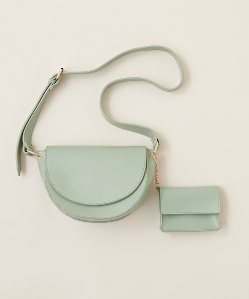 natural couture（ナチュラルクチュール）の「エコバッグ入れパス付きハーフムーンバッグ（ショルダーバッグ・レディース・アイボリー/ダークブラウン/ベージュ/ミント・FREE）」の4枚目の写真