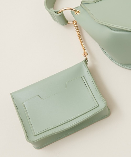 natural couture（ナチュラルクチュール）の「エコバッグ入れパス付きハーフムーンバッグ（ショルダーバッグ・レディース・アイボリー/ダークブラウン/ベージュ/ミント・FREE）」の12枚目の写真