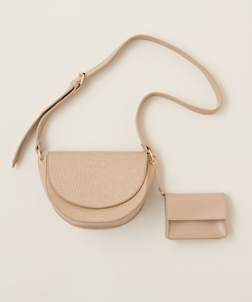 natural couture（ナチュラルクチュール）の「エコバッグ入れパス付きハーフムーンバッグ（ショルダーバッグ・レディース・アイボリー/ダークブラウン/ベージュ/ミント・FREE）」の16枚目の写真