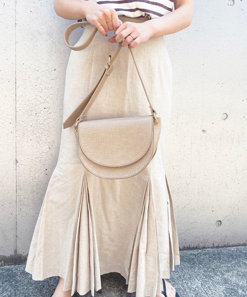 natural couture（ナチュラルクチュール）の「エコバッグ入れパス付きハーフムーンバッグ（ショルダーバッグ・レディース・アイボリー/ダークブラウン/ベージュ/ミント・FREE）」の20枚目の写真