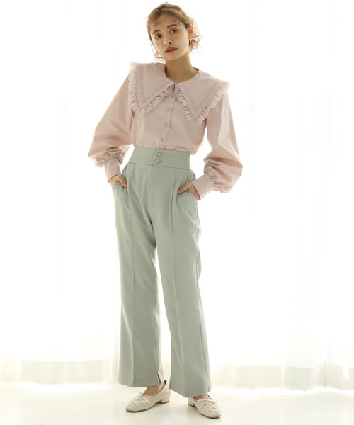 one after another NICE CLAUP（ワンアフターアナザーナイスクラップ）の「ビックカラーレース襟ブラウス（シャツ/ブラウス・レディース・ブラック/ベージュ/オフホワイト・FREE）」の5枚目の写真