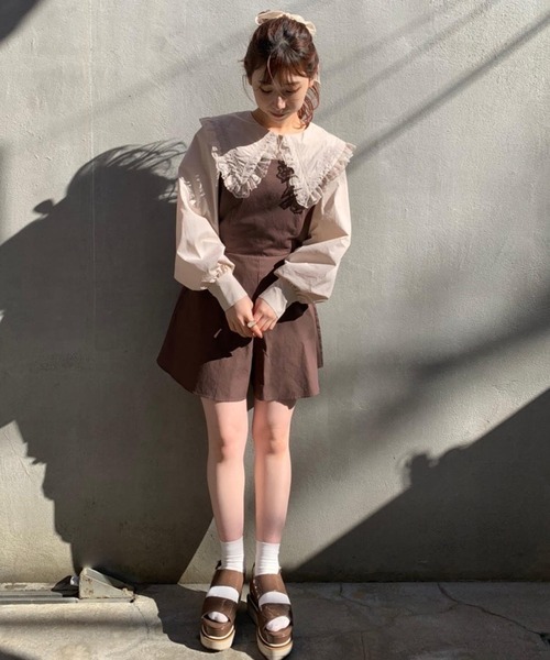 one after another NICE CLAUP（ワンアフターアナザーナイスクラップ）の「ビックカラーレース襟ブラウス（シャツ/ブラウス・レディース・ブラック/ベージュ/オフホワイト・FREE）」の8枚目の写真