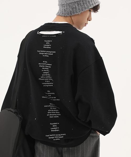 MASONPRINCE(メイソンプリンス)の「【MASONPRINCE】Splash ink hand painted love logo sweater WY6006(スウェット・メンズ・グレー/ブラック・L/S/M/XL)」の2枚目の写真