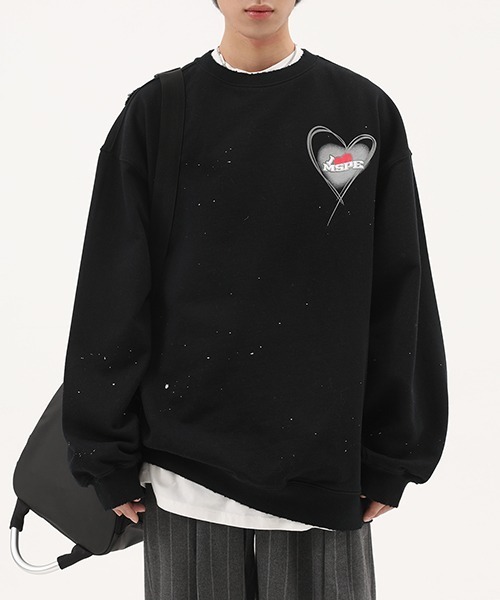 MASONPRINCE(メイソンプリンス)の「【MASONPRINCE】Splash ink hand painted love logo sweater WY6006(スウェット・メンズ・グレー/ブラック・L/S/M/XL)」の6枚目の写真