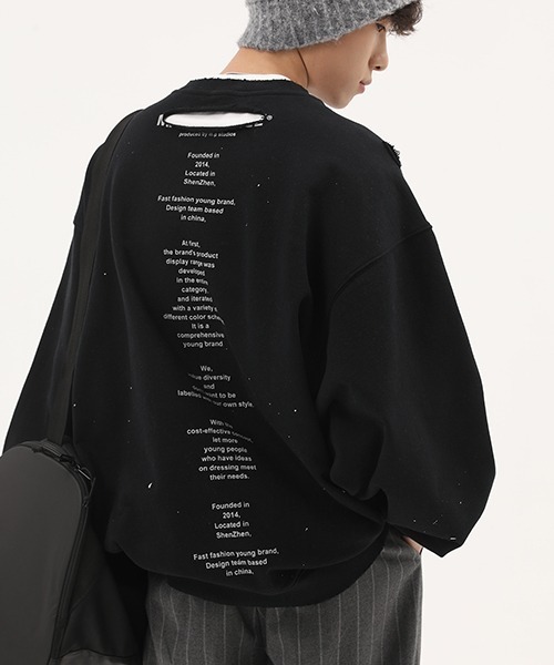 MASONPRINCE(メイソンプリンス)の「【MASONPRINCE】Splash ink hand painted love logo sweater WY6006(スウェット・メンズ・グレー/ブラック・L/S/M/XL)」の13枚目の写真