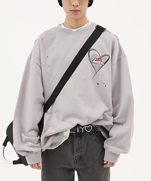 MASONPRINCE(メイソンプリンス)の「【MASONPRINCE】Splash ink hand painted love logo sweater WY6006(スウェット・メンズ・グレー/ブラック・L/S/M/XL)」の14枚目の写真