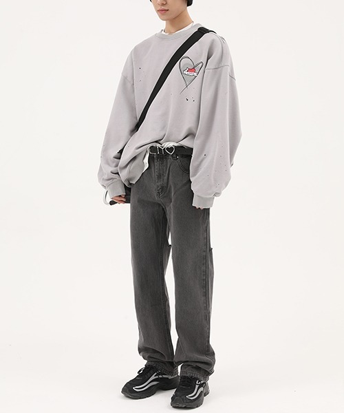 MASONPRINCE(メイソンプリンス)の「【MASONPRINCE】Splash ink hand painted love logo sweater WY6006(スウェット・メンズ・グレー/ブラック・L/S/M/XL)」の17枚目の写真