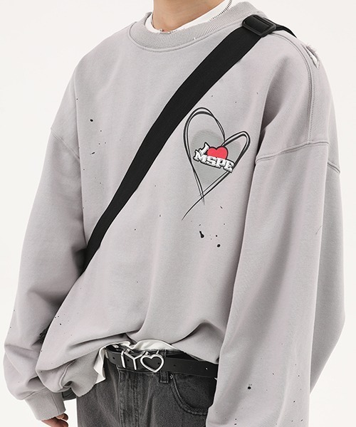 MASONPRINCE(メイソンプリンス)の「【MASONPRINCE】Splash ink hand painted love logo sweater WY6006(スウェット・メンズ・グレー/ブラック・L/S/M/XL)」の18枚目の写真
