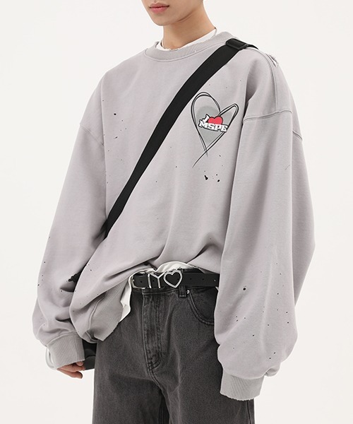 MASONPRINCE(メイソンプリンス)の「【MASONPRINCE】Splash ink hand painted love logo sweater WY6006(スウェット・メンズ・グレー/ブラック・L/S/M/XL)」の19枚目の写真
