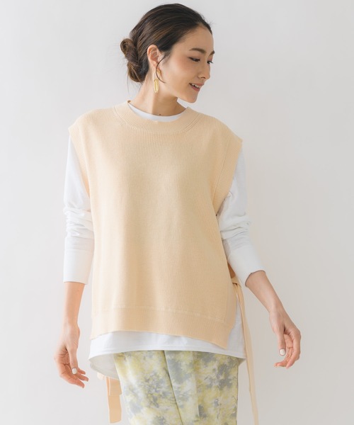 【KATHARINE ROSS】片畦ビッグシルエットサイドリボンベスト