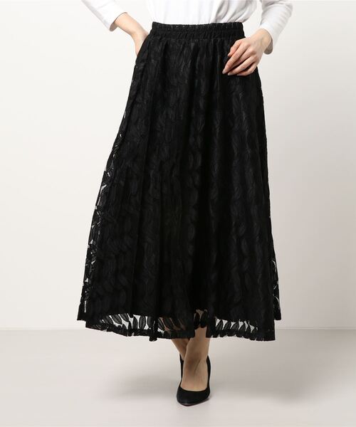 Lace Ladies(レースレディース)の「総レースロング丈スカート(スカート・レディース・ネイビー/ブルーグリーン/ベージュ/ブラック・FREE)」の11枚目の写真