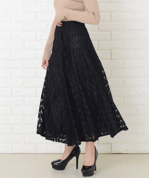 Lace Ladies(レースレディース)の「総レースロング丈スカート(スカート・レディース・ネイビー/ブルーグリーン/ベージュ/ブラック・FREE)」の14枚目の写真