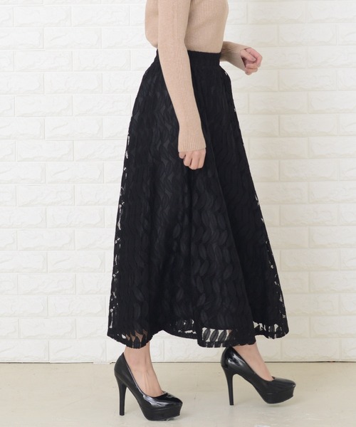 Lace Ladies(レースレディース)の「総レースロング丈スカート(スカート・レディース・ネイビー/ブルーグリーン/ベージュ/ブラック・FREE)」の16枚目の写真