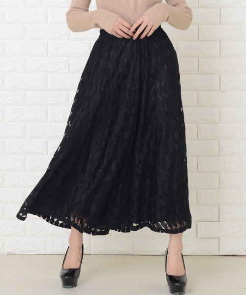 Lace Ladies(レースレディース)の「総レースロング丈スカート(スカート・レディース・ネイビー/ブルーグリーン/ベージュ/ブラック・FREE)」の17枚目の写真