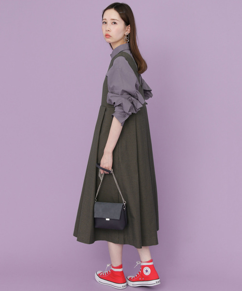 KBF（ケイビーエフ）の「サロペットスカート（ジャンパースカート・レディース・ベージュ・ONE）」の4枚目の写真