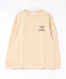 /Bl/バックプリント長袖Tシャツ クルーネック