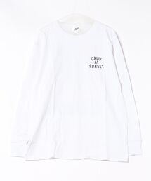 /Bl/バックプリント長袖Tシャツ クルーネック