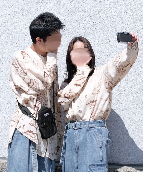 PairPair（ペアペア）の「クレリック柄シャツ(ユニセックス)（シャツ/ブラウス・メンズ・ブラウン系その他/グリーン系その他/ライトベージュ・MEDIUM/LARGE）」の13枚目の写真