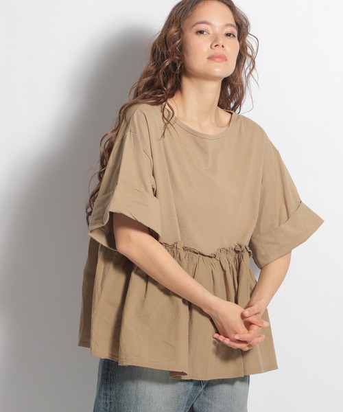 ichi（イチ）の「【ichi(イチ)】ドッキングプルオーバー（Tシャツ/カットソー・レディース・ブラック/ベージュ/グレー・FREE）」の3枚目の写真