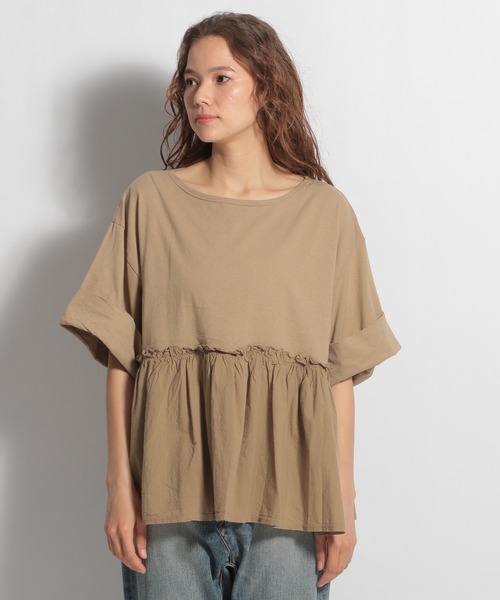 ichi（イチ）の「【ichi(イチ)】ドッキングプルオーバー（Tシャツ/カットソー・レディース・ブラック/ベージュ/グレー・FREE）」の8枚目の写真