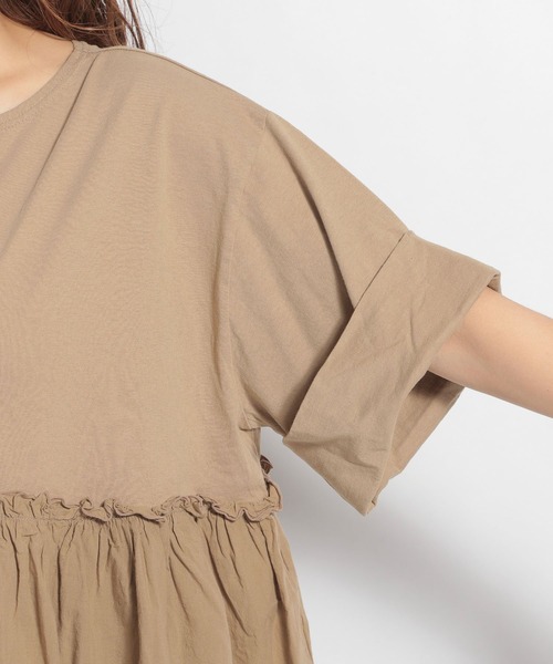 ichi（イチ）の「【ichi(イチ)】ドッキングプルオーバー（Tシャツ/カットソー・レディース・ブラック/ベージュ/グレー・FREE）」の6枚目の写真