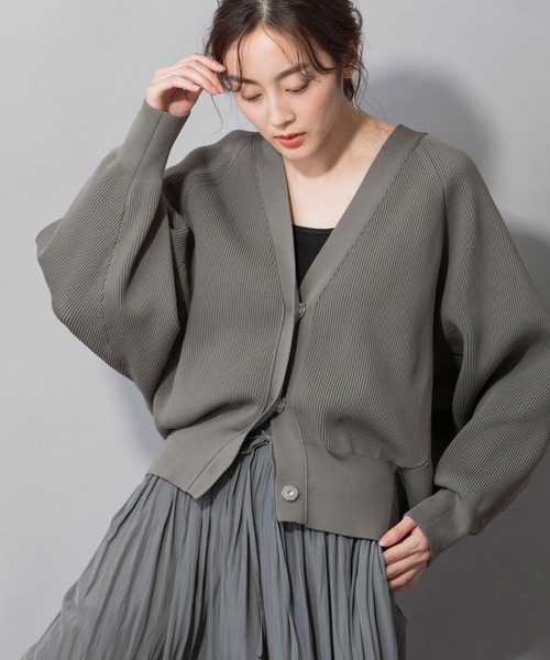 Munich（ミューニック）の「ストレッチヤーンカーディガンスティッチニット　Vネックカーディガン（カーディガン/ボレロ・レディース・ブラック/ベージュ/カーキ/ピンク・FREE）」の3枚目の写真