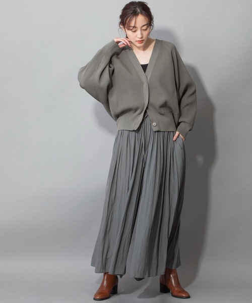 Munich（ミューニック）の「ストレッチヤーンカーディガンスティッチニット　Vネックカーディガン（カーディガン/ボレロ・レディース・ブラック/ベージュ/カーキ/ピンク・FREE）」の12枚目の写真