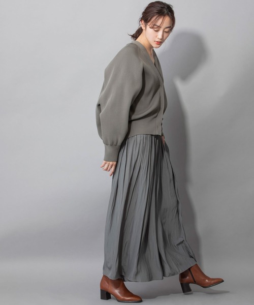 Munich（ミューニック）の「ストレッチヤーンカーディガンスティッチニット　Vネックカーディガン（カーディガン/ボレロ・レディース・ブラック/ベージュ/カーキ/ピンク・FREE）」の13枚目の写真