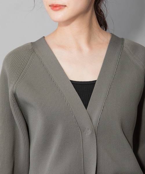 Munich（ミューニック）の「ストレッチヤーンカーディガンスティッチニット　Vネックカーディガン（カーディガン/ボレロ・レディース・ブラック/ベージュ/カーキ/ピンク・FREE）」の19枚目の写真