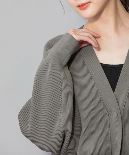 Munich（ミューニック）の「ストレッチヤーンカーディガンスティッチニット　Vネックカーディガン（カーディガン/ボレロ・レディース・ブラック/ベージュ/カーキ/ピンク・FREE）」の21枚目の写真