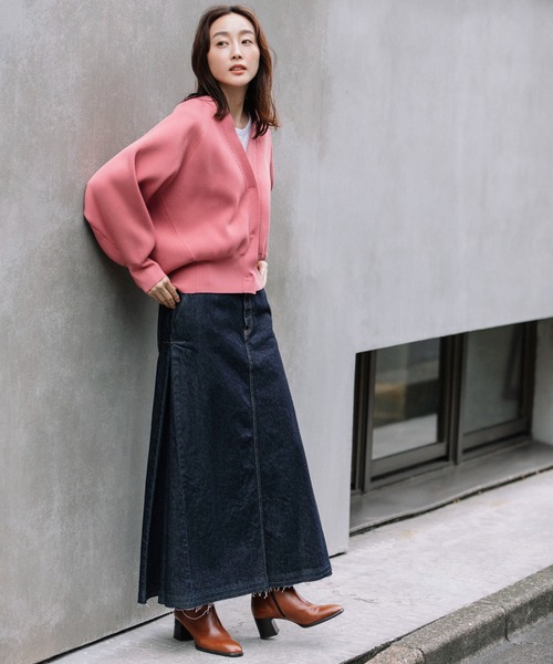 Munich（ミューニック）の「ストレッチヤーンカーディガンスティッチニット　Vネックカーディガン（カーディガン/ボレロ・レディース・ブラック/ベージュ/カーキ/ピンク・FREE）」の6枚目の写真