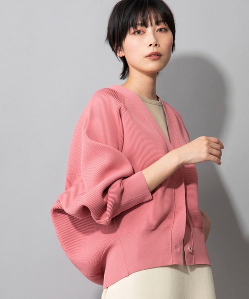 Munich（ミューニック）の「ストレッチヤーンカーディガンスティッチニット　Vネックカーディガン（カーディガン/ボレロ・レディース・ブラック/ベージュ/カーキ/ピンク・FREE）」の11枚目の写真