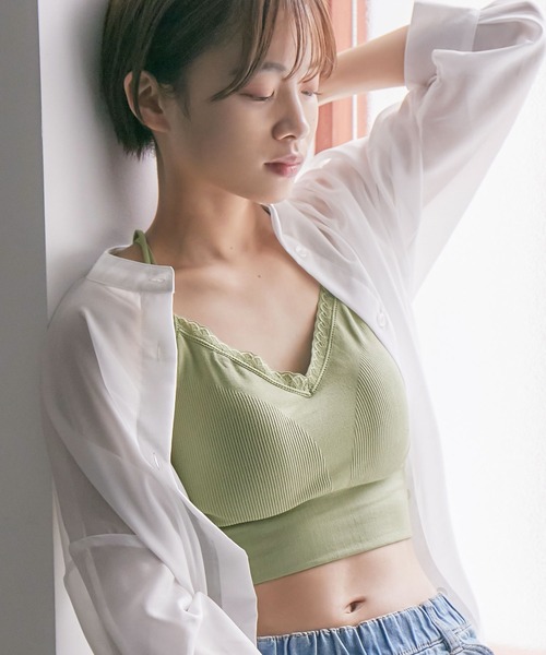 Fashion Letter(ファッションレター)の「ノンワイヤーブラトップ ルームウェア(ナイトブラ・レディース・ローズ/オフホワイト/オリーブ/ベビーピンク/ブラック・FREE)」の4枚目の写真