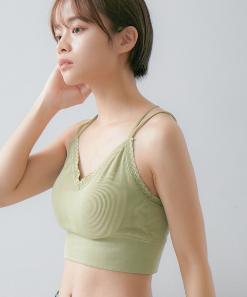 Fashion Letter(ファッションレター)の「ノンワイヤーブラトップ ルームウェア(ナイトブラ・レディース・ローズ/オフホワイト/オリーブ/ベビーピンク/ブラック・FREE)」の6枚目の写真