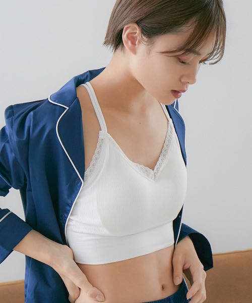 Fashion Letter(ファッションレター)の「ノンワイヤーブラトップ ルームウェア(ナイトブラ・レディース・ローズ/オフホワイト/オリーブ/ベビーピンク/ブラック・FREE)」の19枚目の写真