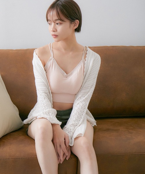 Fashion Letter(ファッションレター)の「ノンワイヤーブラトップ ルームウェア(ナイトブラ・レディース・ローズ/オフホワイト/オリーブ/ベビーピンク/ブラック・FREE)」の16枚目の写真