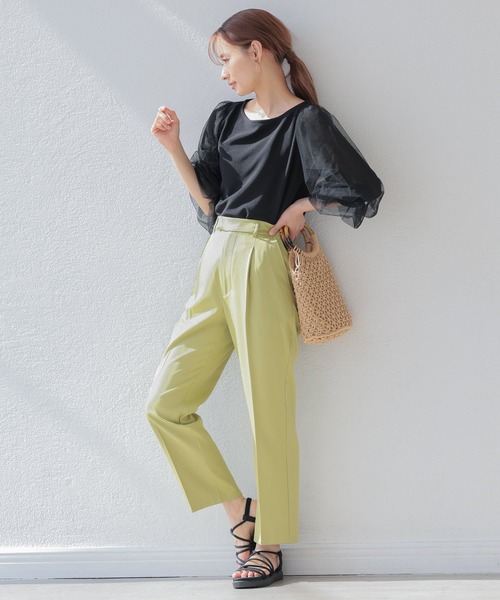 mysty woman（ミスティウーマン）の「チュールタックスリーブプルオーバー 950572（Tシャツ/カットソー・レディース・ブラック/オフホワイト・FREE）」の4枚目の写真