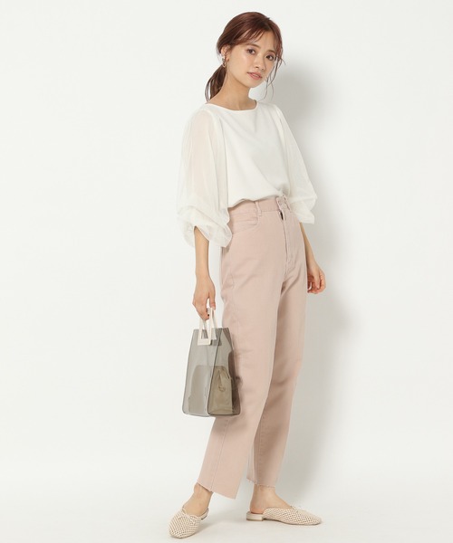 mysty woman（ミスティウーマン）の「チュールタックスリーブプルオーバー 950572（Tシャツ/カットソー・レディース・ブラック/オフホワイト・FREE）」の5枚目の写真