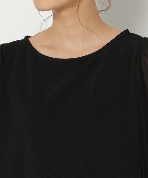 mysty woman（ミスティウーマン）の「チュールタックスリーブプルオーバー 950572（Tシャツ/カットソー・レディース・ブラック/オフホワイト・FREE）」の11枚目の写真