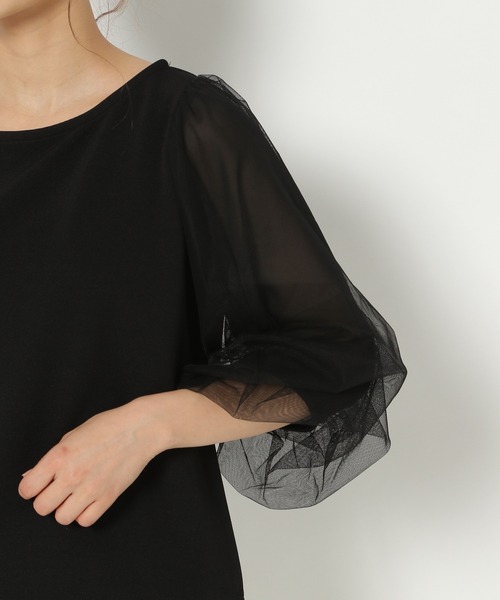 mysty woman（ミスティウーマン）の「チュールタックスリーブプルオーバー 950572（Tシャツ/カットソー・レディース・ブラック/オフホワイト・FREE）」の12枚目の写真