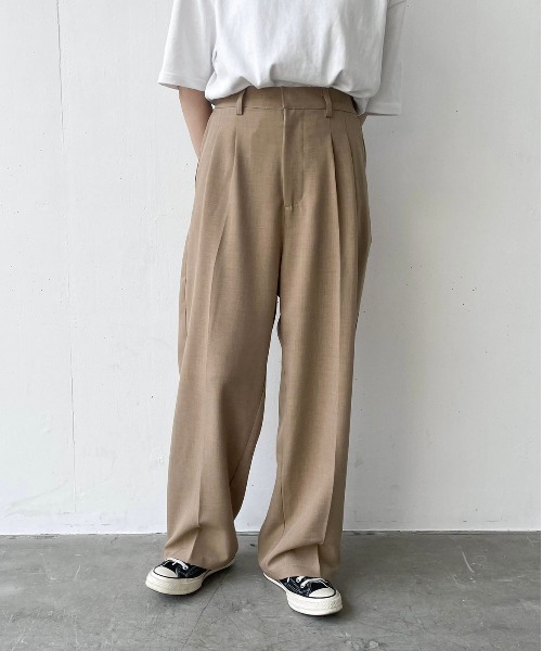 flaner（フラネ）の「ドライタッチストレートパンツ【ユニセックス対応/セットアップ対応】（その他パンツ・レディース・ベージュ/カーキ/ナチュラル・SMALL/MEDIUM/LARGE/X-LARGE）」の2枚目の写真