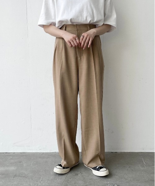 flaner（フラネ）の「ドライタッチストレートパンツ【ユニセックス対応/セットアップ対応】（その他パンツ・レディース・ベージュ/カーキ/ナチュラル・SMALL/MEDIUM/LARGE/X-LARGE）」の16枚目の写真