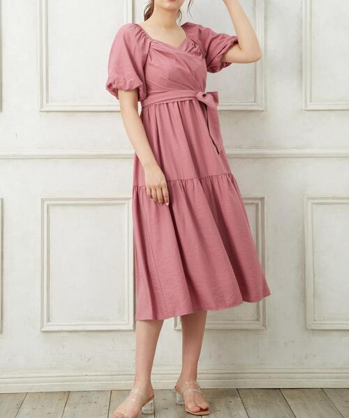 Allamanda（アラマンダ）の「カシュクールリボン付マキシワンピース（ワンピース・レディース・ブラック/ピンク/グレー・M）」の3枚目の写真