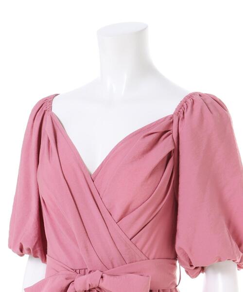 Allamanda（アラマンダ）の「カシュクールリボン付マキシワンピース（ワンピース・レディース・ブラック/ピンク/グレー・M）」の7枚目の写真