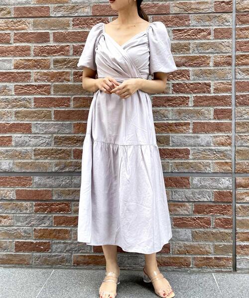 Allamanda（アラマンダ）の「カシュクールリボン付マキシワンピース（ワンピース・レディース・ブラック/ピンク/グレー・M）」の13枚目の写真