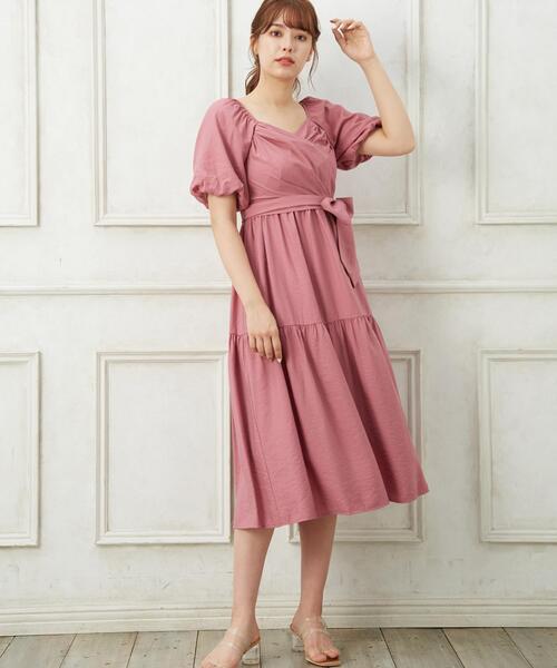 Allamanda（アラマンダ）の「カシュクールリボン付マキシワンピース（ワンピース・レディース・ブラック/ピンク/グレー・M）」の15枚目の写真